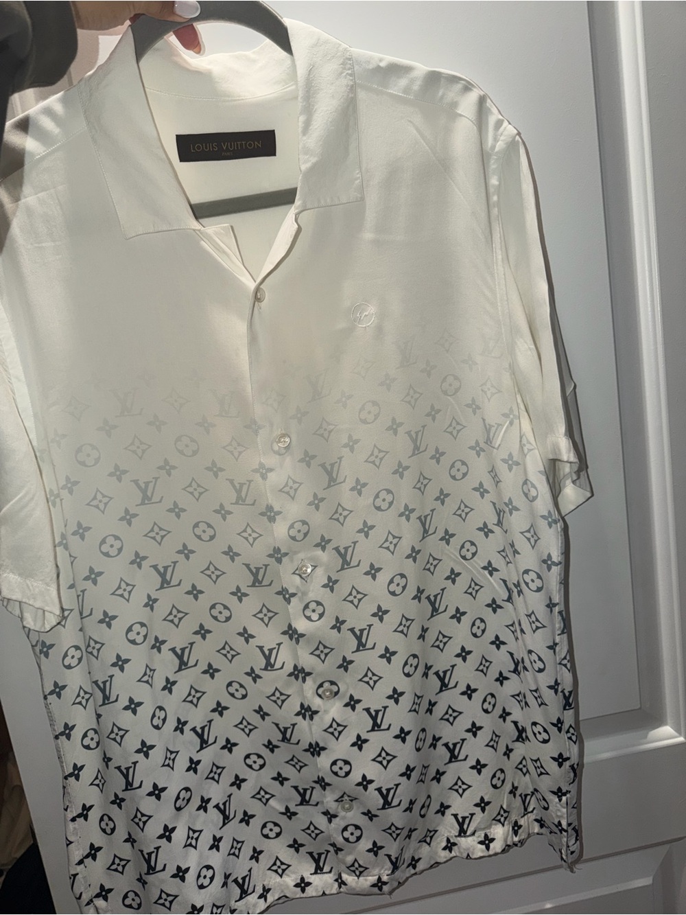 Louis Vuitton Men’s White Monogram Gradient Short-Sleeve Shirt